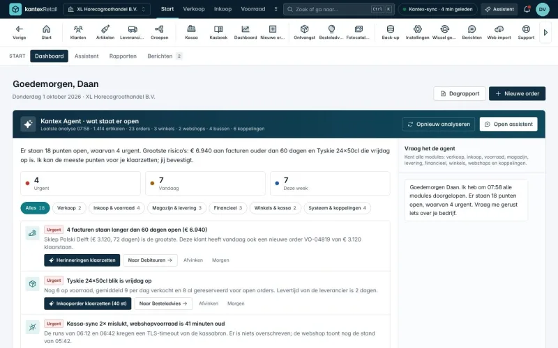 Kantex Wholesale dashboard with the AI agent