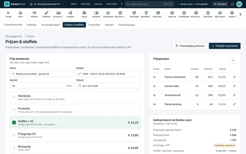Prices and volume pricing per customer